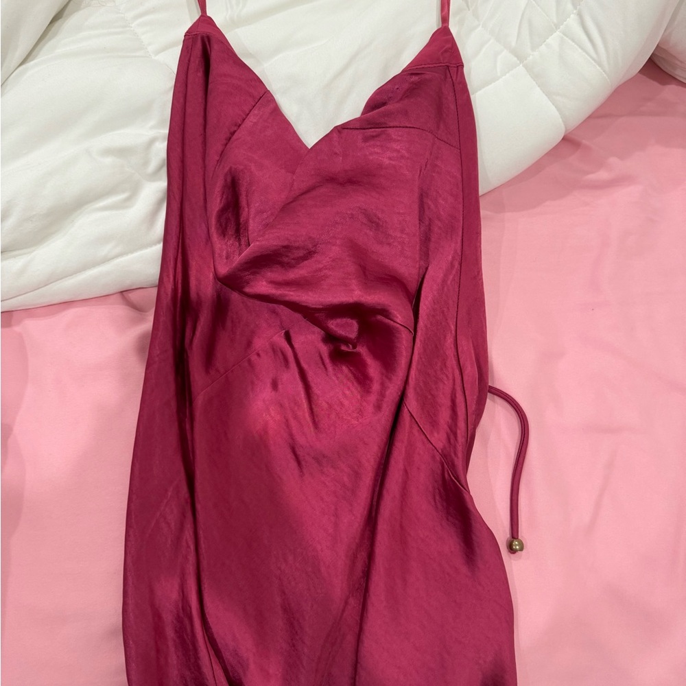 Satin slip cow neck dress